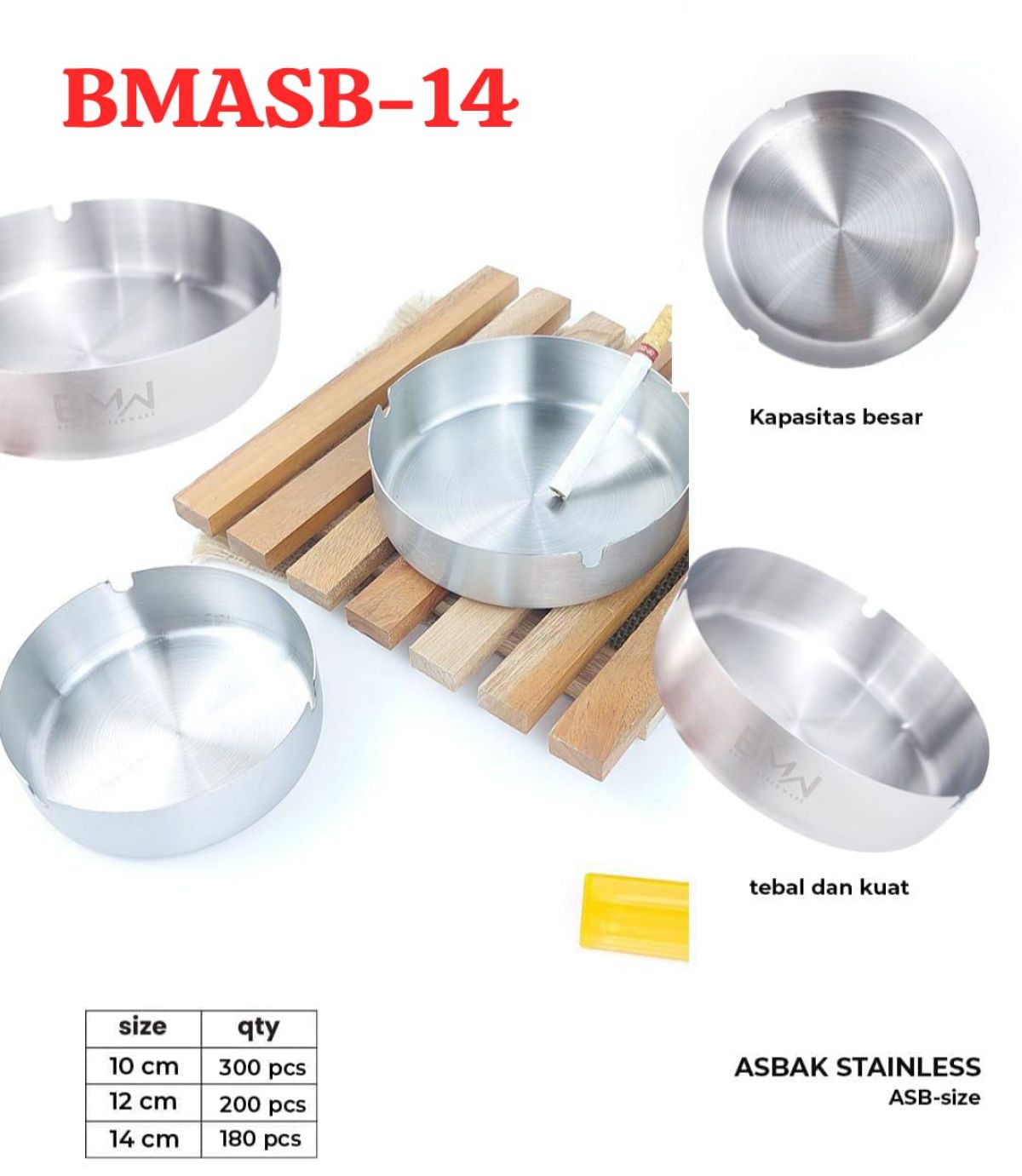 ASBAK STAINLESS BMASB-14 SIZE 14 CM ISI 180 PCS