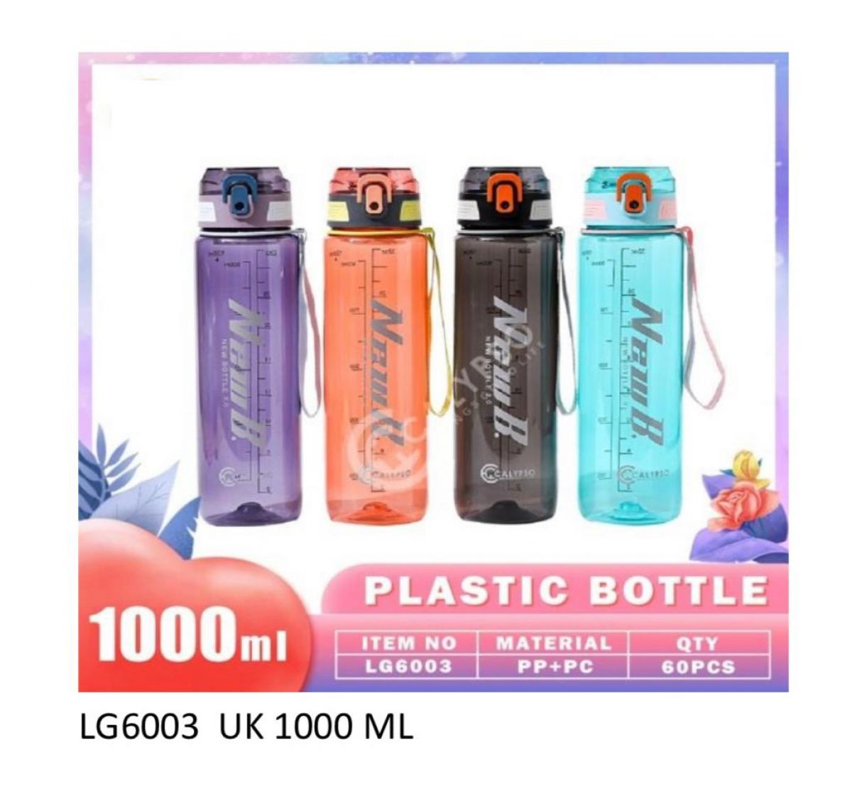 BOTOL MINUM PLASTIK UKURAN 1000 ML
