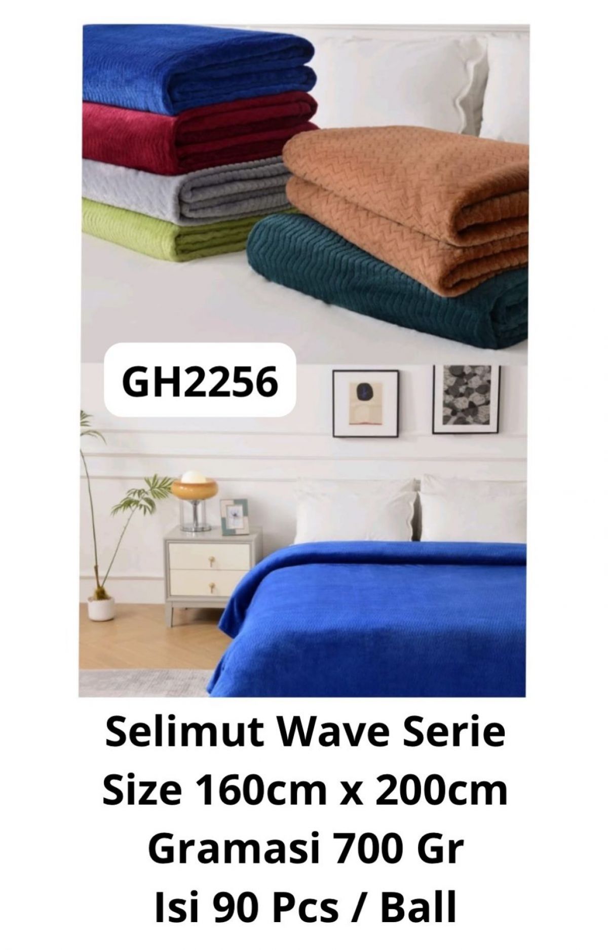 SELIMUT WAVE SERIE GH2256 SIZE 160CM * 200CM GRAMASI 700 GR ISI 90 PCS