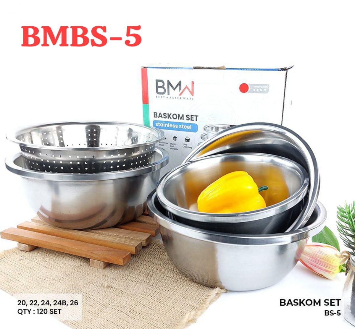 BASKOM SET BMBS-5 ( 1 SET ISI 5 UKURAN ) ISI 120 SET