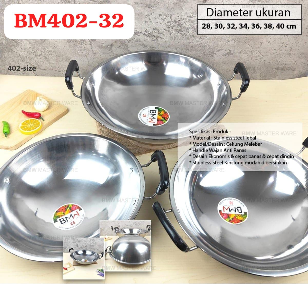 WAJAN STAINLESS BM402-32 SIZE 32 CM ISI 30 PCS