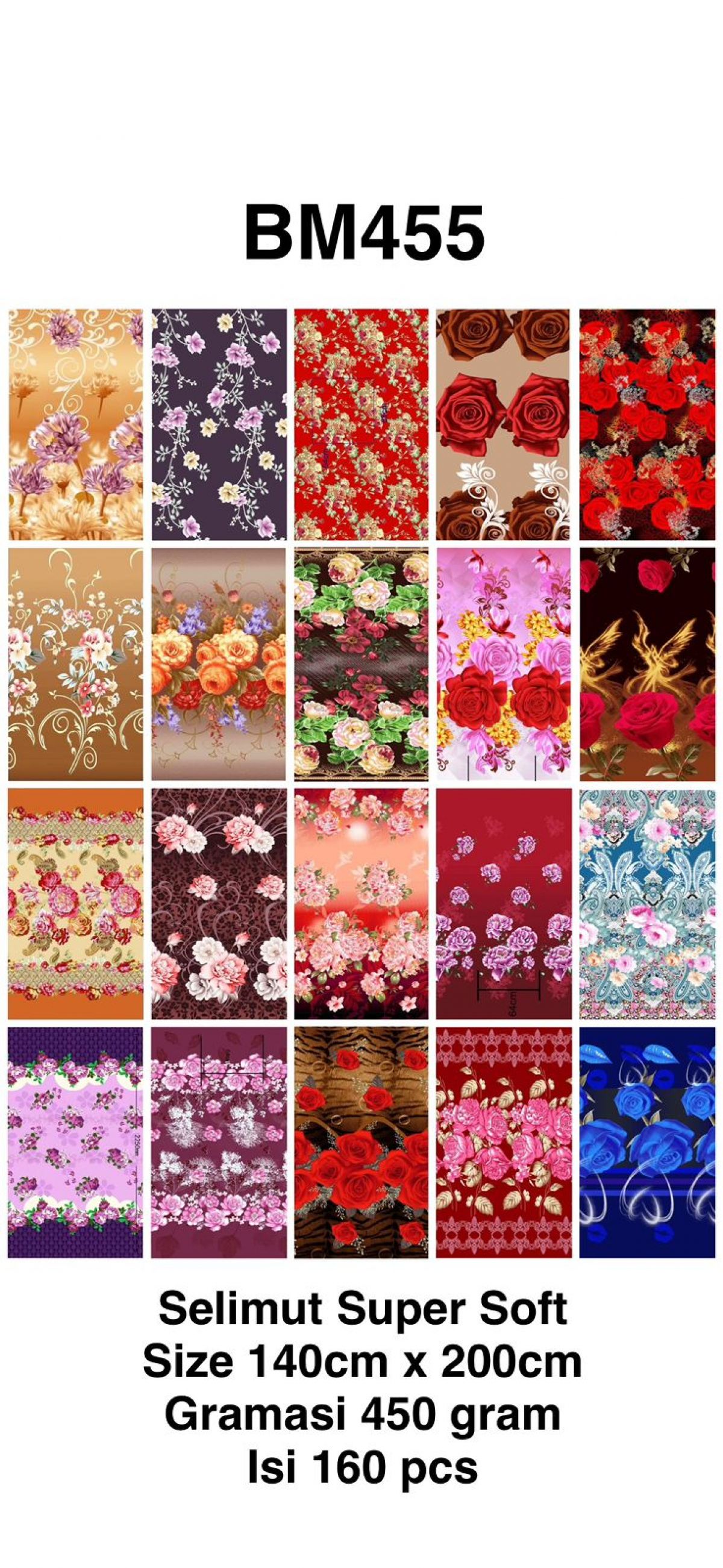 SELIMUT DEWASA BM455 SIZE 140CM * 200CM 450GR ISI 160 PCS