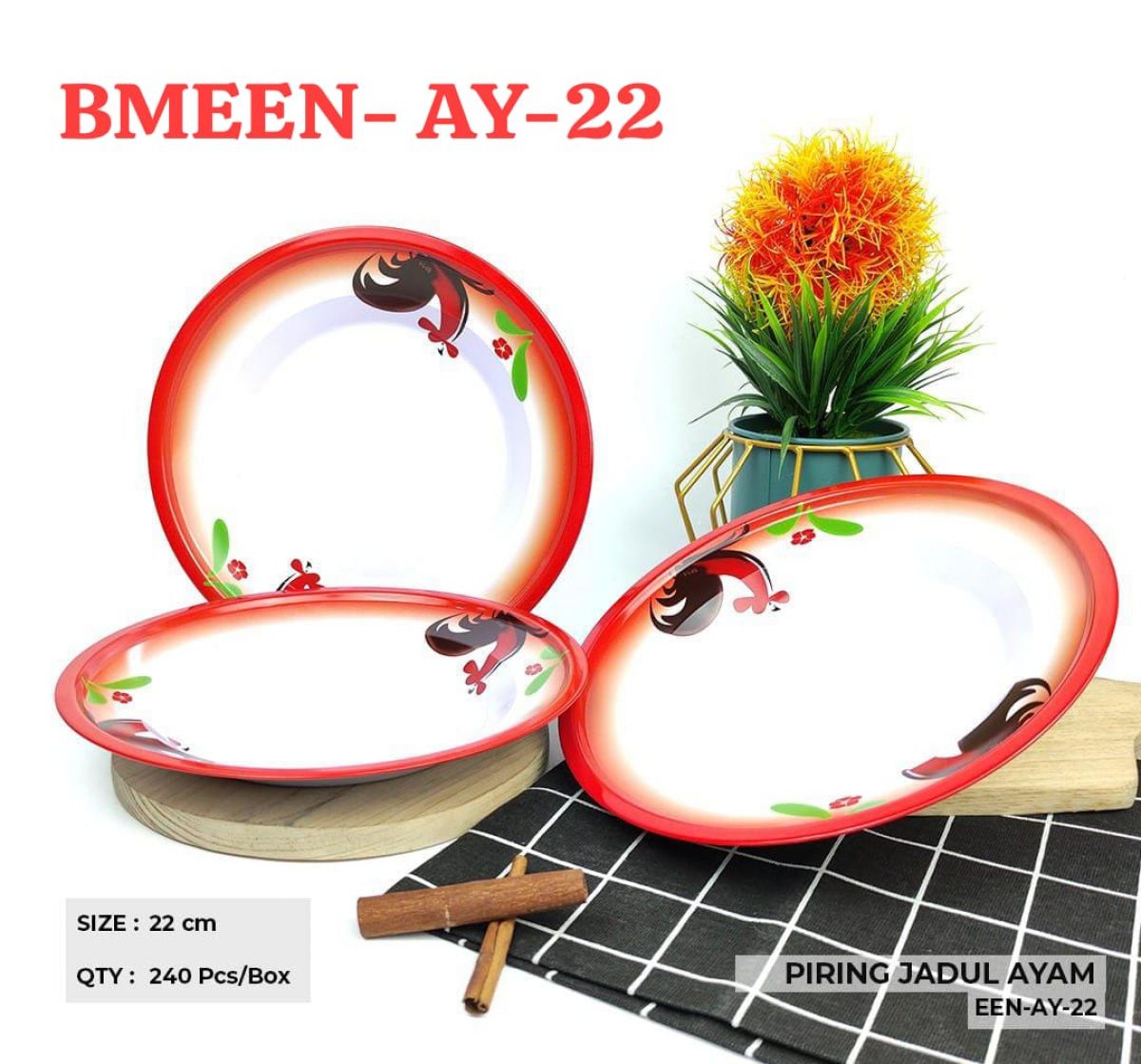 PIRING JADUL AYAM BMEEN-AY-22 SIZE 22CM ISI 240 PCS