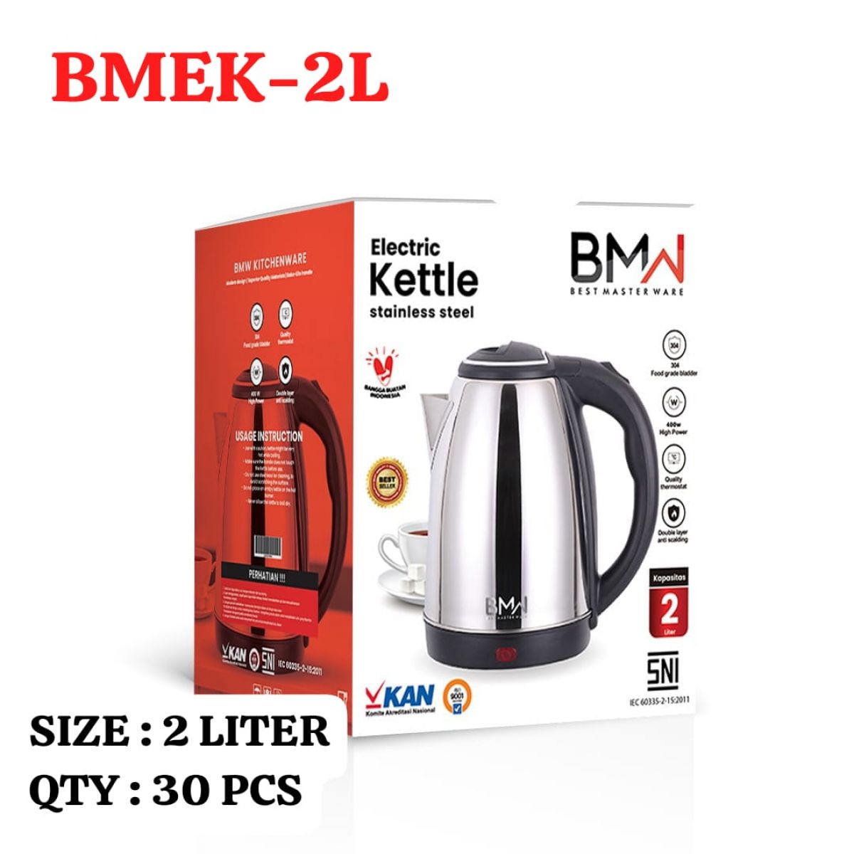 TEKO LISTRIK BMEK-2L SIZE 2 LITER ISI 30 PCS