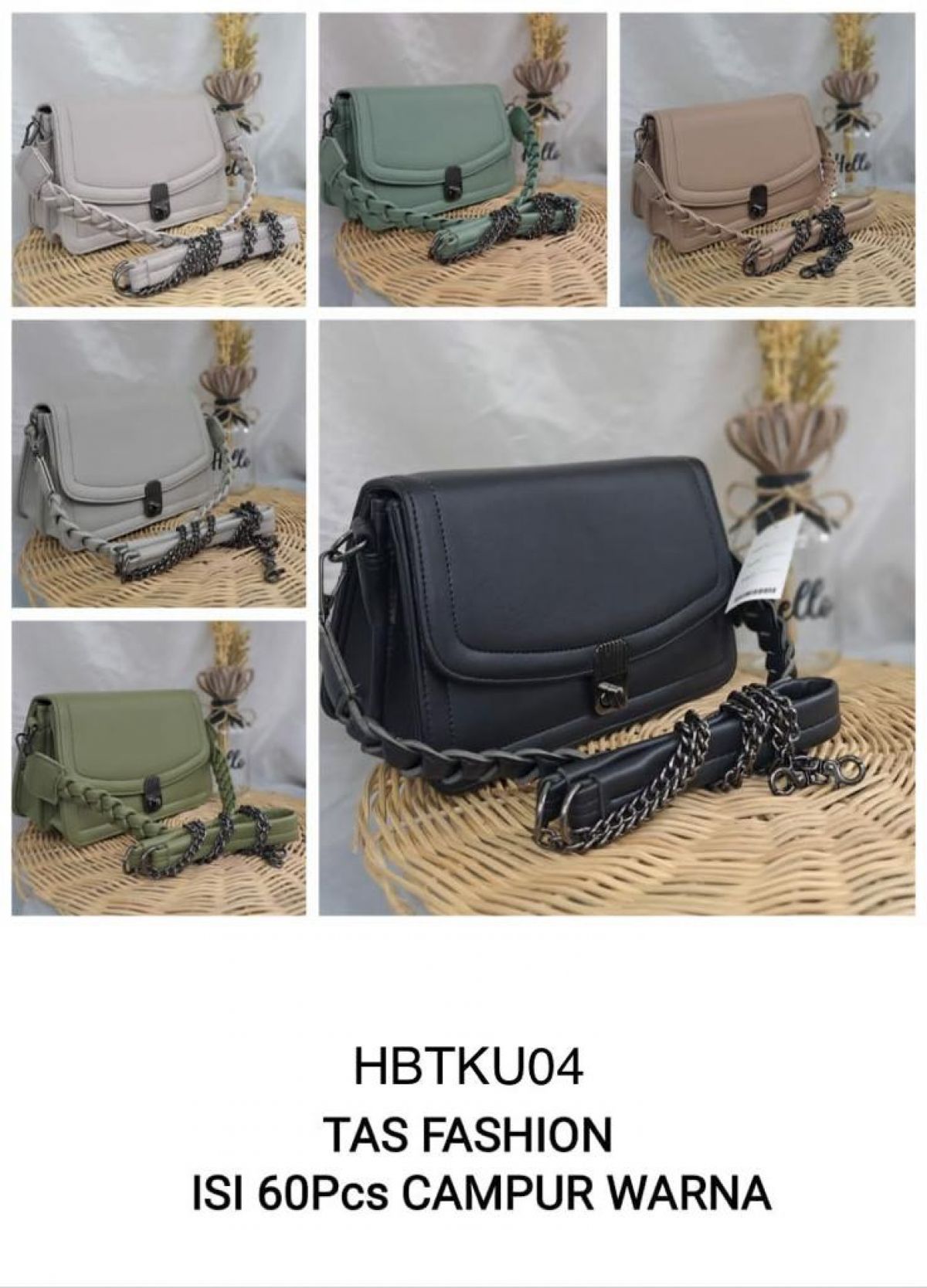 TAS FASHION HBTKU04 SIZE 20CM * 14CM * 15CM ISI 60 PCS ( CAMPUR WARNA )