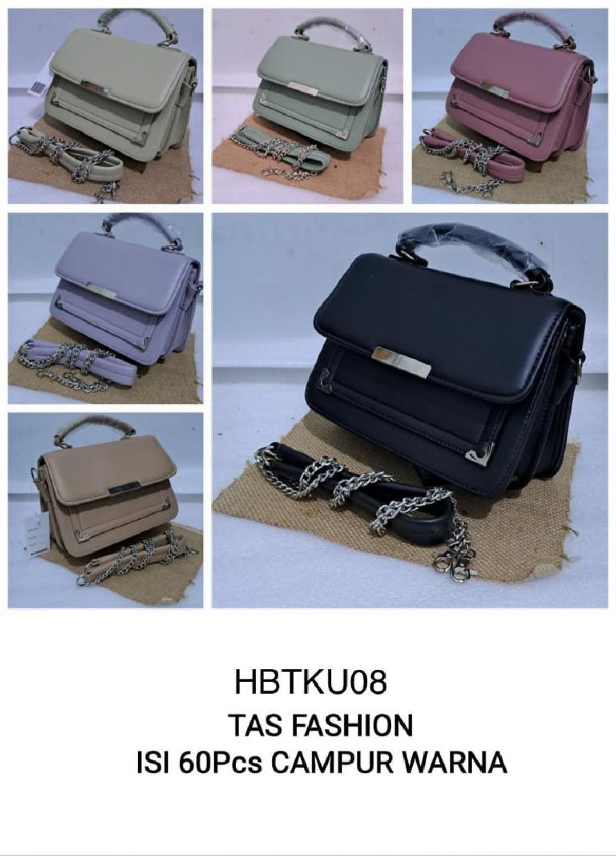 TAS FASHION HBTKU08 SIZE 20CM * 14CM * 15CM ISI 60 PCS ( CAMPUR WARNA )