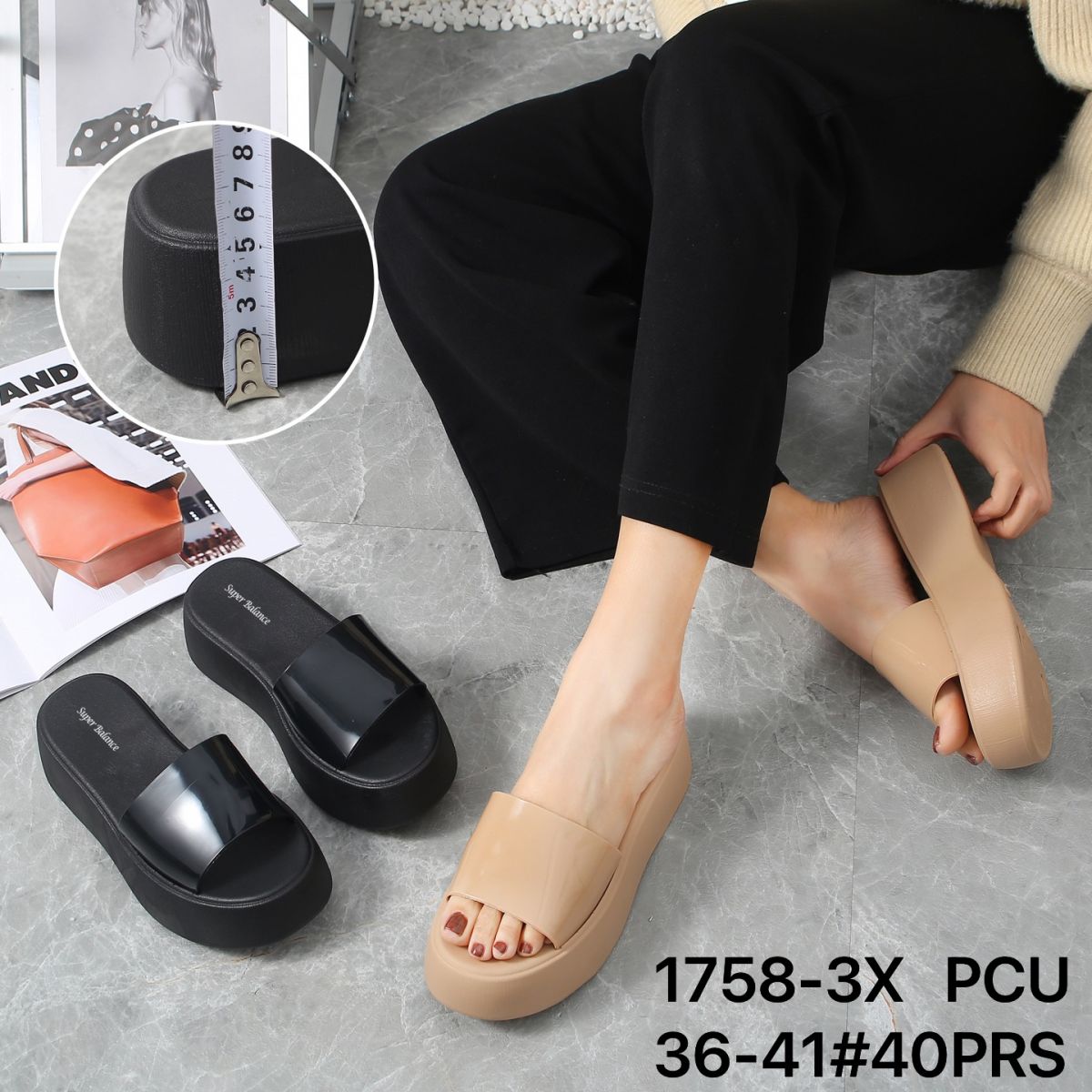 SANDAL 1758-3X SIZE 36 - 41 TINGGI 5 CM ISI 40 PASANG