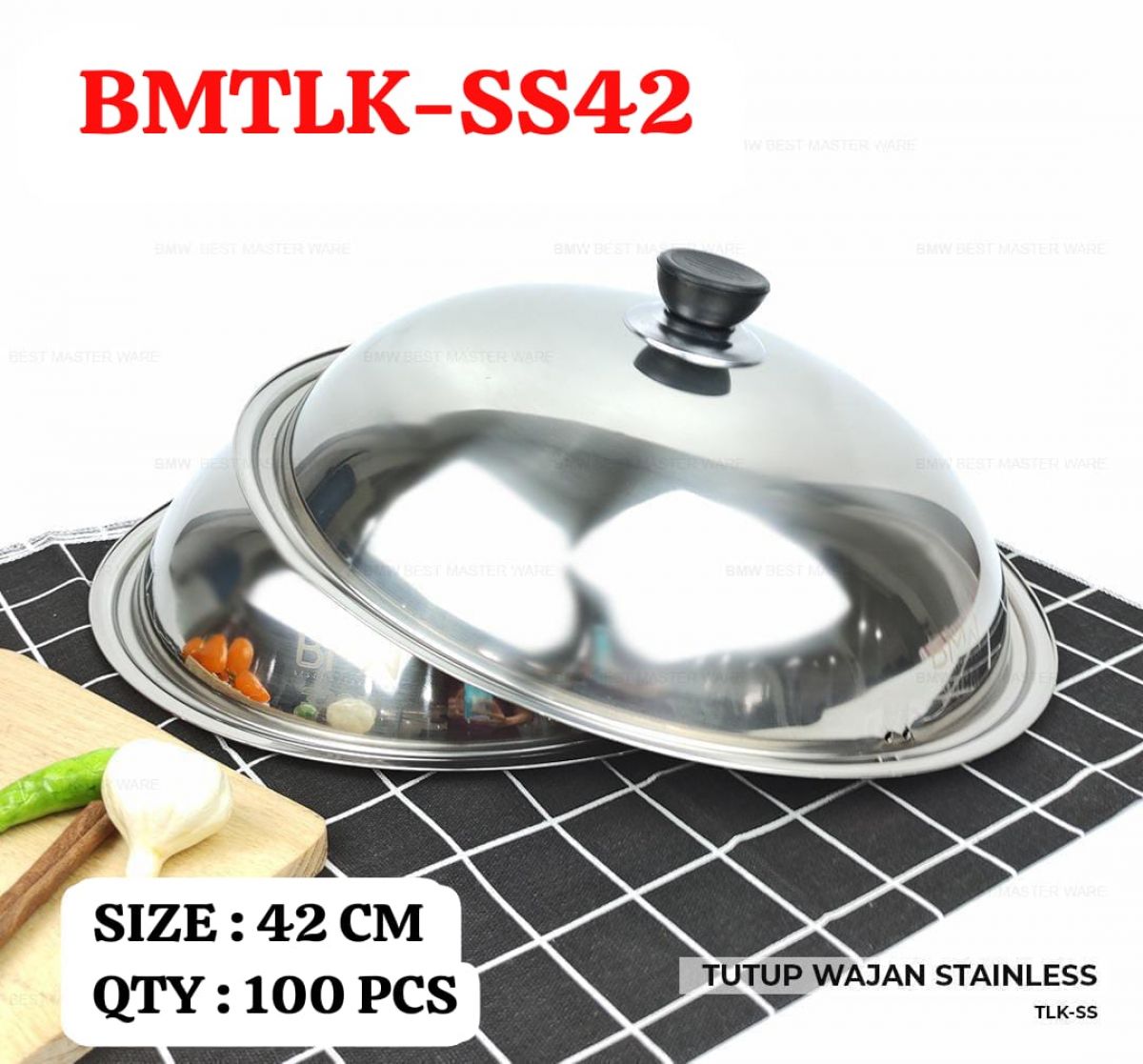 TUTUP WAJAN STAINLESS BMTLK-SS42 SIZE 42 CM ISI 100 PCS