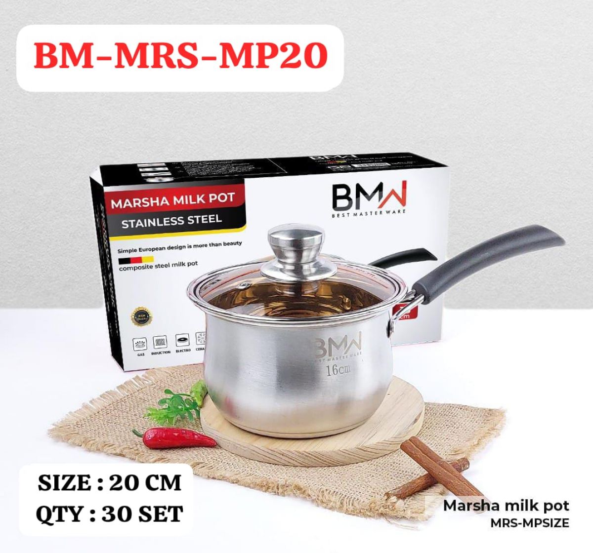 MARSHA MILK POT BM-MRS-MP20 SIZE 20CM ISI 30 SET