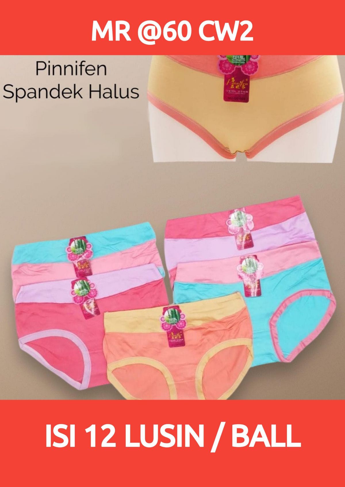 CELANA DALAM WANITA MR @60 CW2 SPANDEK HALUS ISI 12 LUSIN
