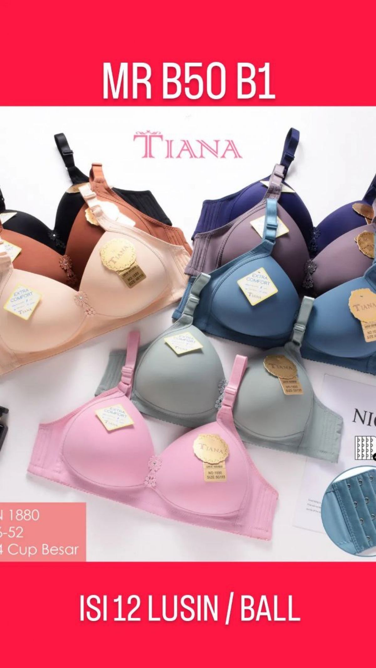 BH K4 CUP BESAR MR B50 B1 SIZE 46 - 52 ISI 12 LUSIN