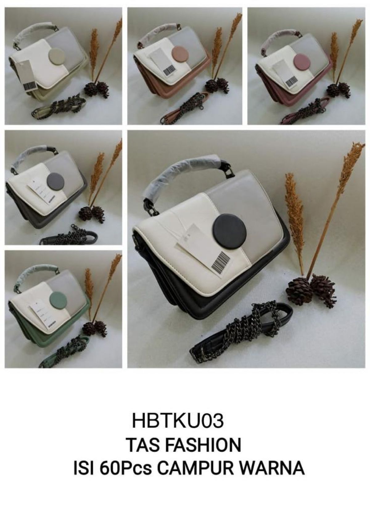 TAS FASHION HBTKU03 SIZE 20CM * 14CM * 15CM ISI 60 PCS ( CAMPUR WARNA )