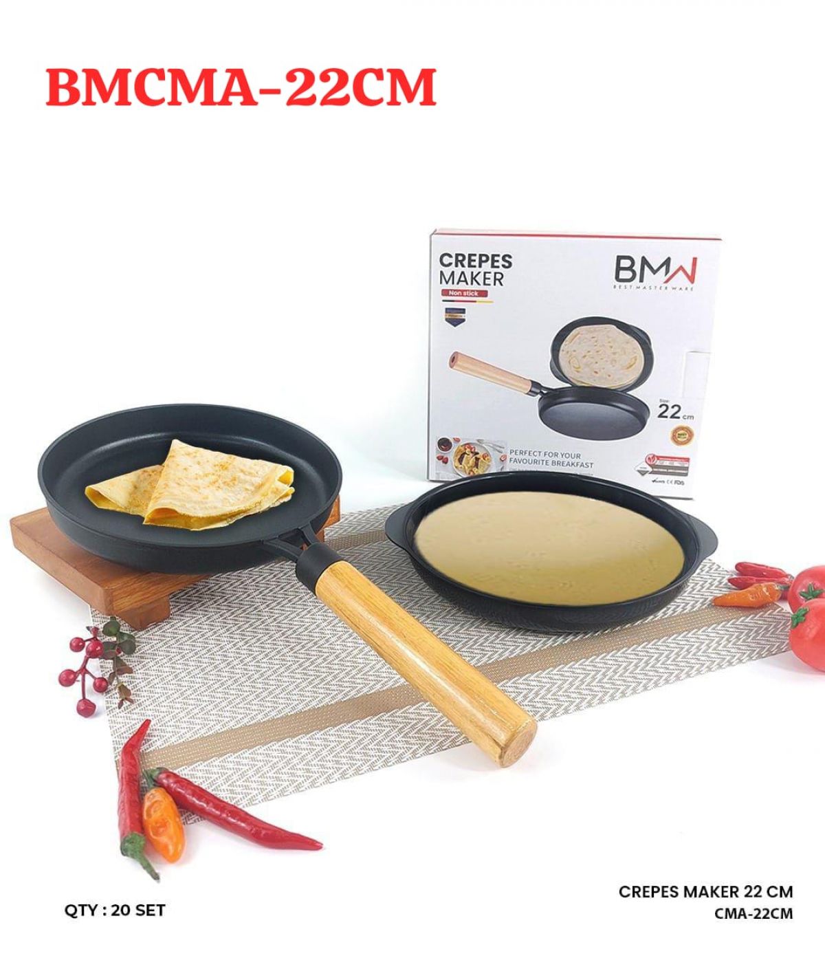 CETAKAN CREPES BMCMA-22CM SIZE 22 CM ISI 20 SET