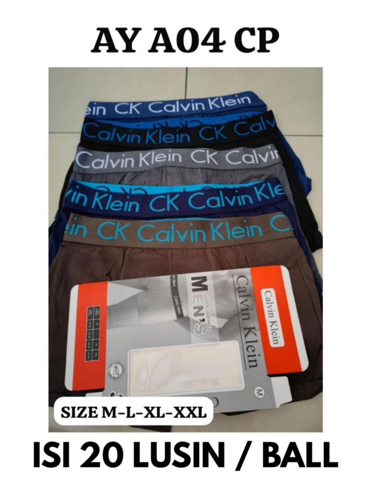 BOXER AY A04 CP SIZE M-L-XL-XXL ISI 20 LUSIN