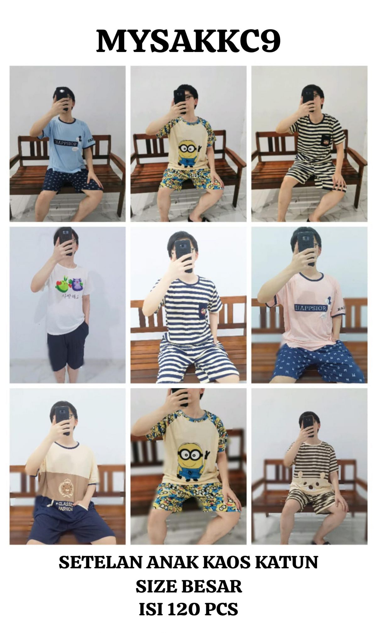 SETELAN ANAK KAOS KATUN MYSAKKC9 SIZE BESAR ISI 120 PCS