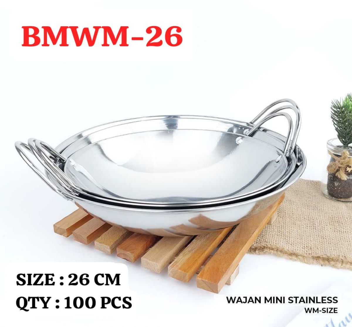 WAJAN MINI STAINLESS BMWM-26 SIZE 26 CM ISI 100 PCS