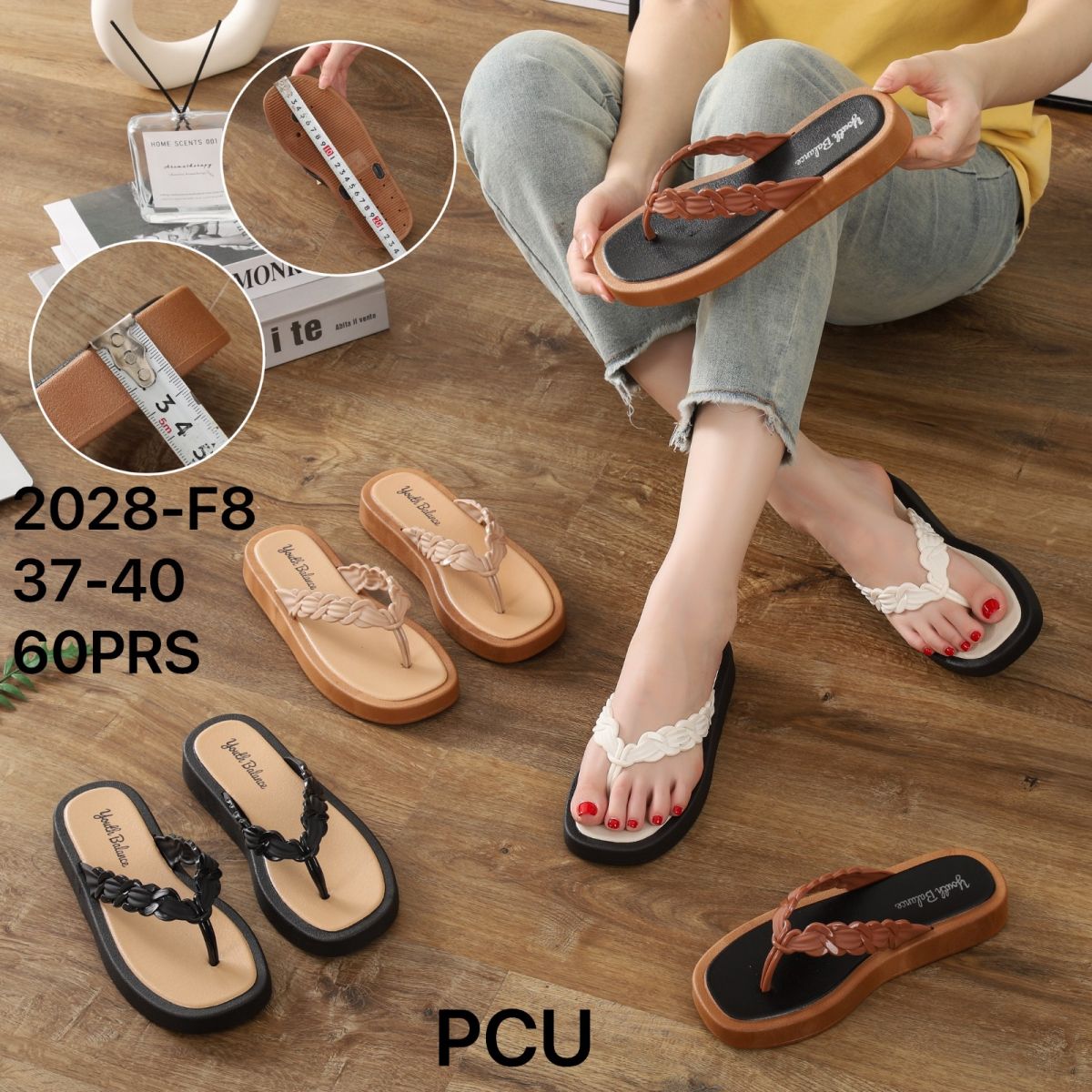SANDAL 2028-F8 SIZE 37 - 40 TINGGI 2.5 CM ISI 60 PASANG