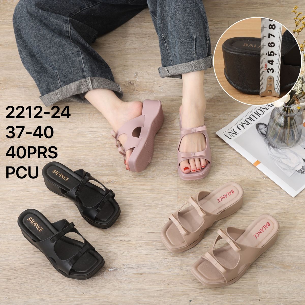 SANDAL 2212-24 SIZE 37 - 40 TINGGI 5 CM ISI 40 PASANG