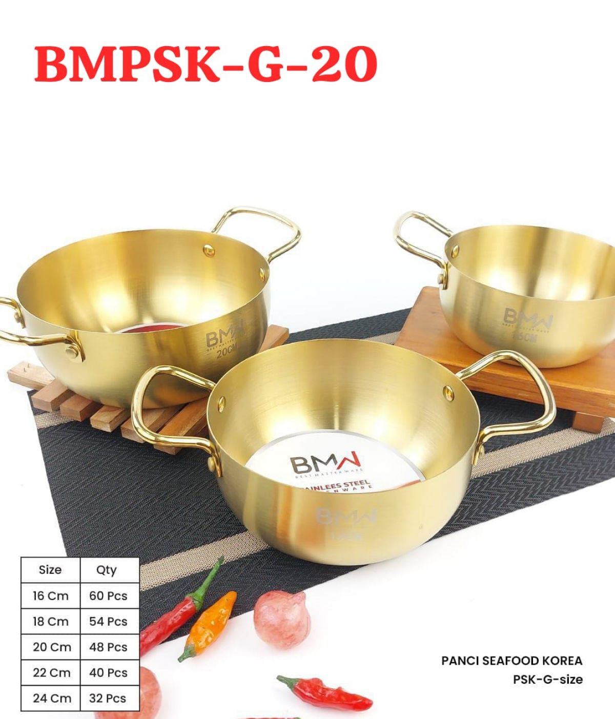 PANCI SEAFOOD GOLD KOREA BMPSK-G-20 SIZE 20 CM ISI 48 PCS