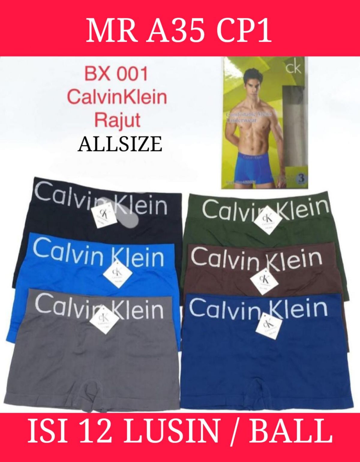 CELANA DALAM RAJUT + DUS MR A35 CP1 ALLSIZE ISI 12 LUSIN