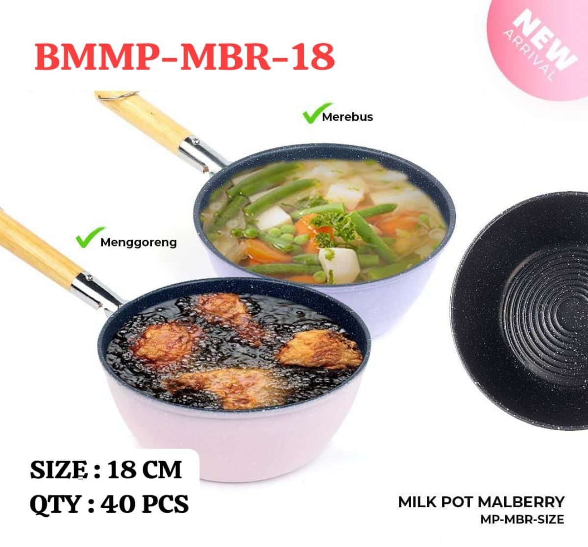 MILK POT MALBERRY BMMP-MBR-18 SIZE 18 CM ISI 40 PCS
