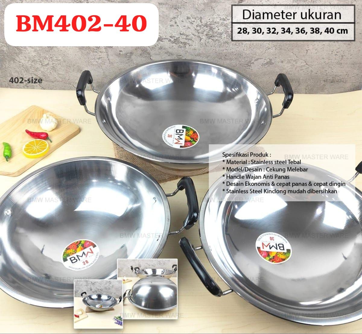 WAJAN STAINLESS BM402-40 SIZE 40 CM ISI 30 PCS