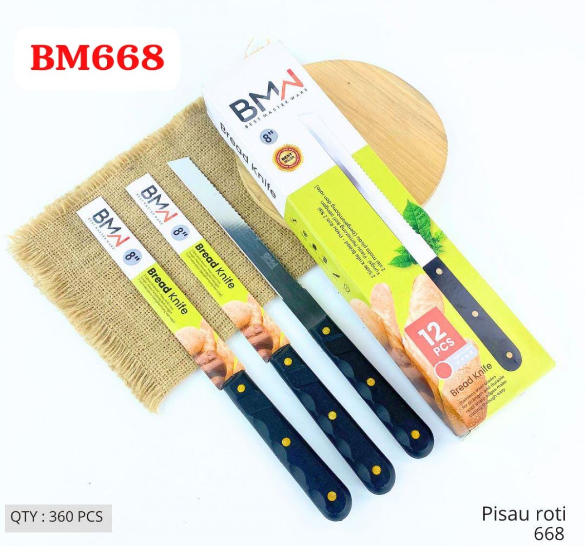 PISAU ROTI HITAM BM668 ISI 360 PCS