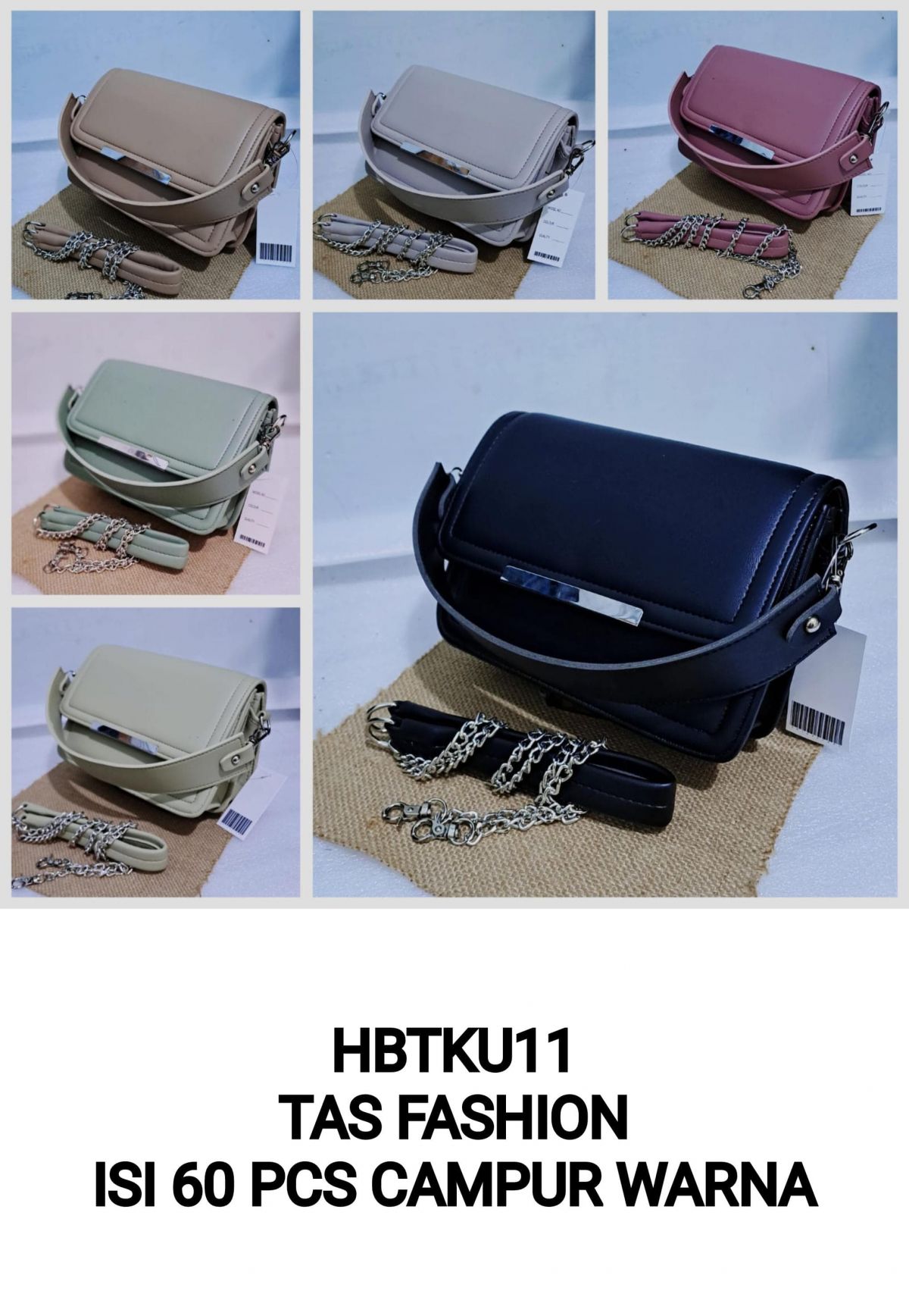 TAS FASHION HBTKU11 SIZE 20CM * 14CM * 15CM ISI 60 PCS ( CAMPUR WARNA )