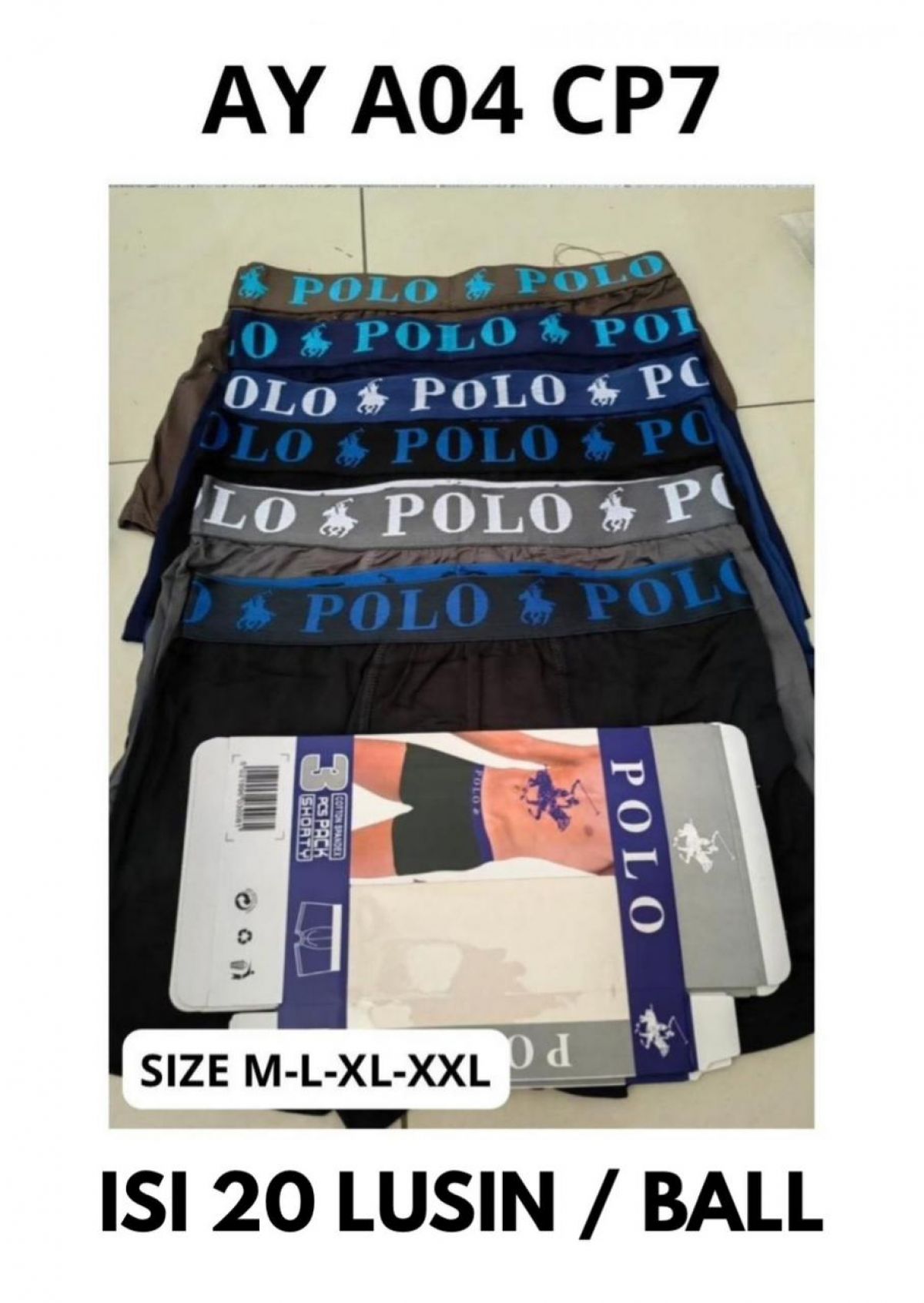 BOXER AY A04 CP7 SIZE M-L-XL-XXL ISI 20 LUSIN
