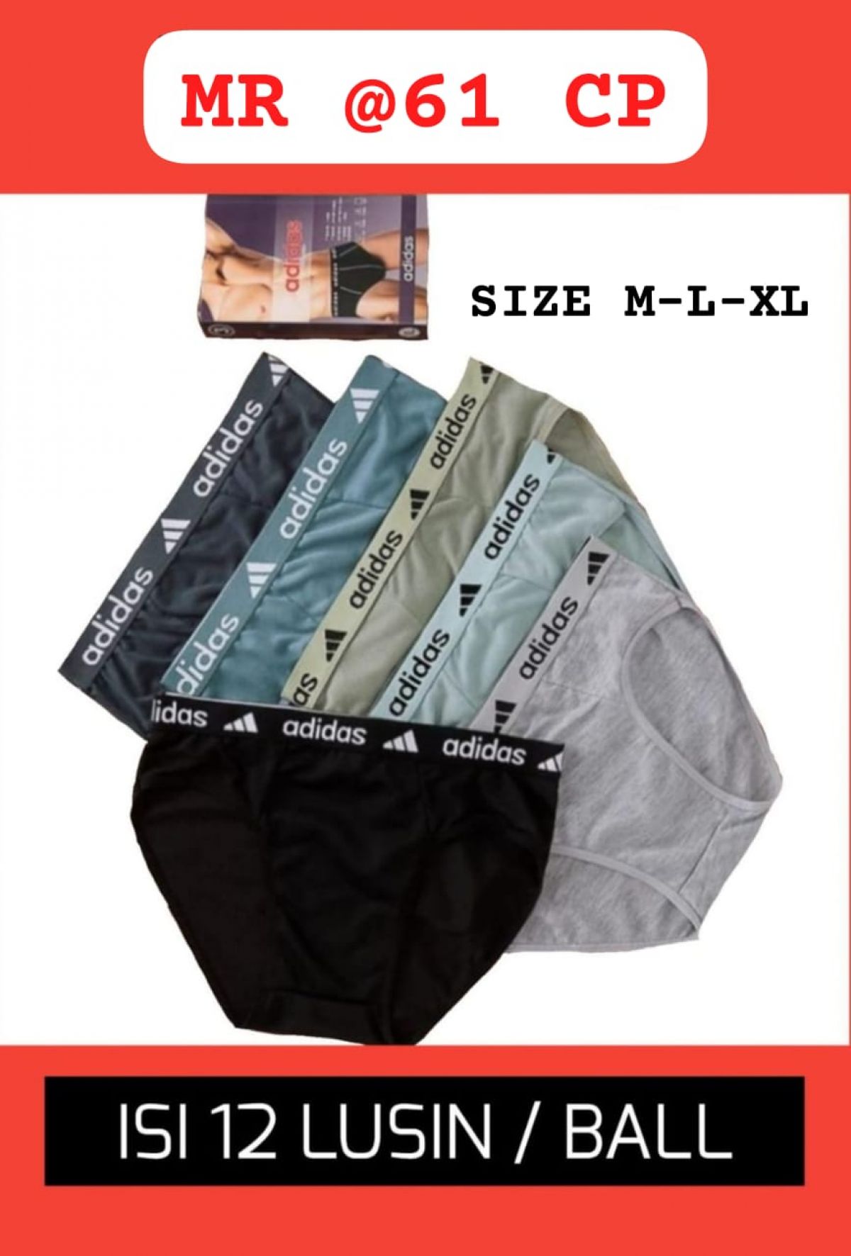 CELANA DALAM MR @61 CP SIZE M-L-XL ISI 12 LUSIN