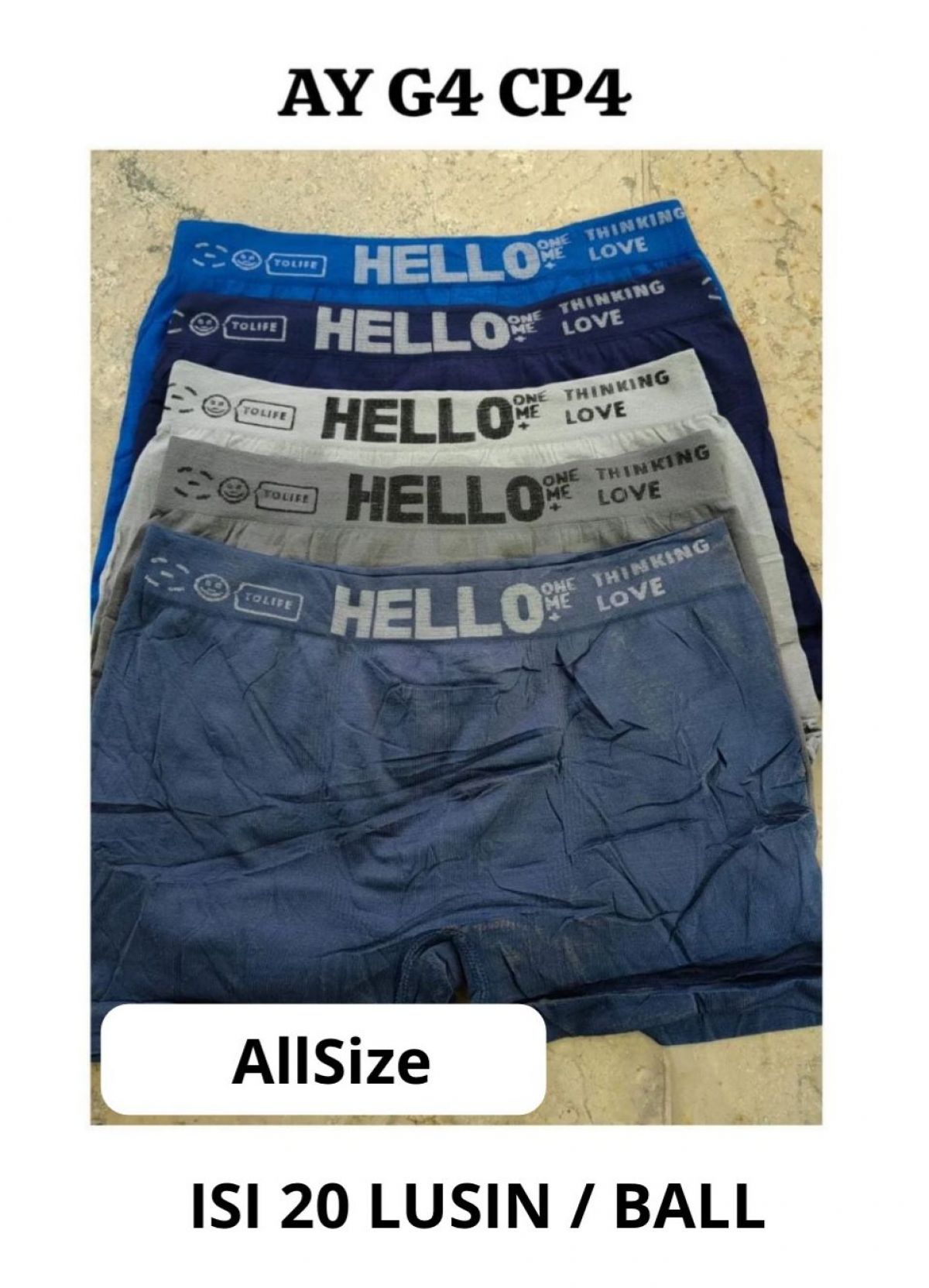 BOXER AY G4 CP4 BAHAN RAJUT ALLSIZE ISI 20 LUSIN ( TANPA DUS )